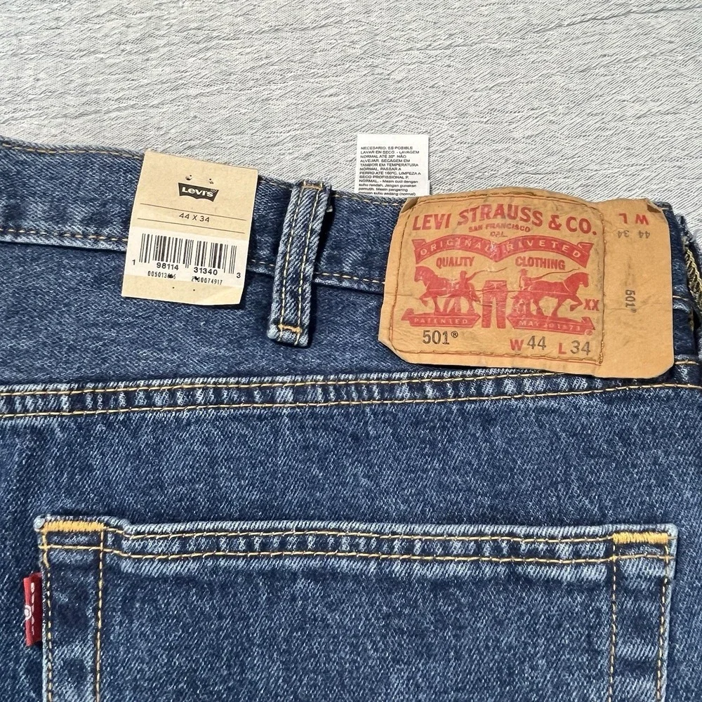NWT MEN'S LEVI JEANS‎ 501 Original Straight Button Fly Stretch 44X34